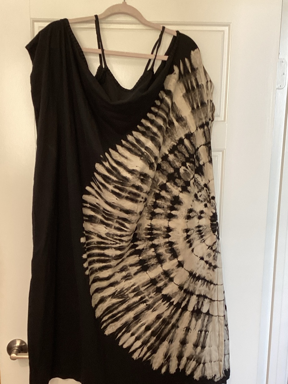 Black & Cream Tie-Dye Kaftan maxi Dress